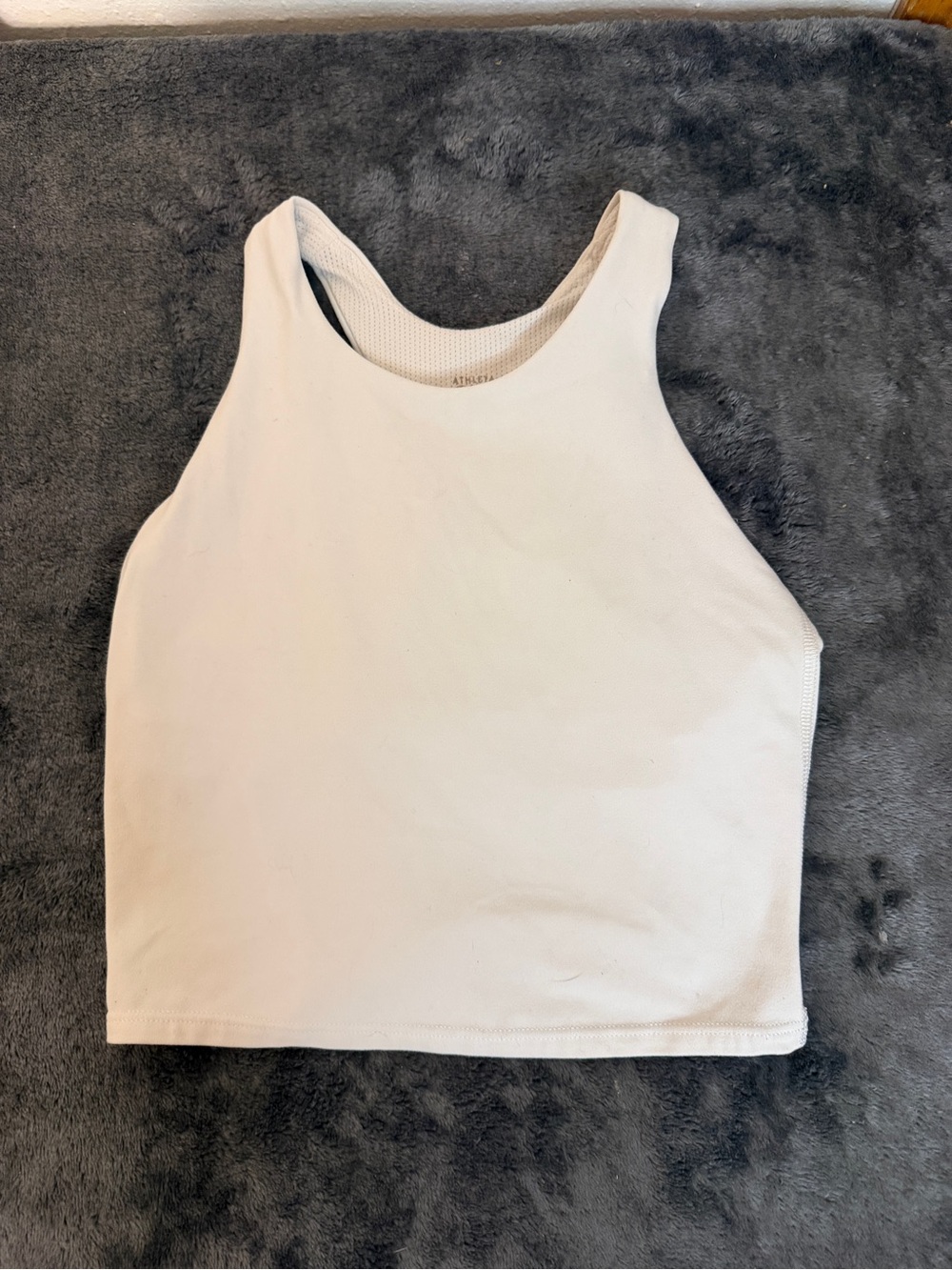Athleta Girl White Racerback Crop Tank Top Built In Bra Size M 8-10